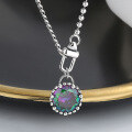 wholesale S925 Sterling Silver Light Luxury Style Spliced Chain Green Zircon Pendant Necklace Exquisite and Elegant Design Choker Necklace-0-3
