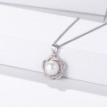 wholesale S925 Sterling Silver Korean Sweet Creative Floral Clavicle Necklace with Freshwater Pearl Pendant for Women Wholesale-0-1