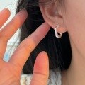 wholesale S925 Sterling Silver Chihung Korean Geometric C-Shaped Multi-Line Ear Studs for Women, Minimalist Fashion Design with a Forest Style-0-0