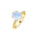 wholesale 9K/10K/14K/18K Gold Light Luxury Natural Creamy Blue Moonstone Ring for Cross-Border Europe and America, 26 Carats Gold Ring-0-4