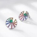 wholesale S925 Sterling Silver Fashion Dopamine Jewelry Rainbow Pinwheel Earrings Women's Unique Design Wholesale-0-2