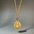 wholesale Metal material with a rotating pendant, unisex ancient method sand gold gourd necklace, new Chinese-style sweater chain design, identical to gold store offerings-0-2
