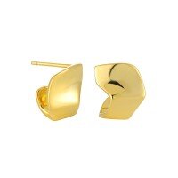wholesale S925 Sterling Silver 634 Irregular Geometric Smooth Stud Earrings for Women, Minimalist Style, Small and Niche, Ins Advanced Sense-18K gold [with sterling silver ear plugs]  925 silver
