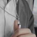wholesale 925 Silver Korean Ins Minimalist Style 3D Cross Star Lightning Necklace Men High-End Hip Hop Collarbone Chain-0-3