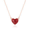 wholesale S925 Sterling Silver Red Heart Necklace, Minimalist Small Red Heart Pendant Peach Heart Accessory Collarbone Chain for Women-0-4