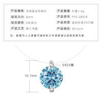 S925 Silver Invisible Necklace with 1ct D Color Moissanite Square Pendant-Mermaid Tears [Light Sea Blue] 5A Zircon  925 Silver