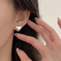 wholesale S925 Sterling Silver Double-sided Heart Stud Earrings, Women's Korean Minimalist Design, Luxurious and Elegant Small Earrings-0-0