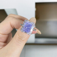 wholesale S925 Sterling Silver Lavender Ice Flower Cut Ring with Light Purple 8A Radiant Cut Zirconia-Lavender Purple-CBJZ275 No.7