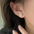 wholesale Sterling silver with flower stud earrings for women, small and delicate, fresh and stylish, versatile, Korean-style ear accessories-0-3