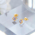 wholesale S925 Silver Plated 14K Gold Japanese Light Luxury Niche Tanzanite Ring/Earrings/Necklace Set-0-2