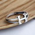 wholesale S925 Sterling Silver Double Layer H Letter Ring Simple Internet Famous Ins Korean Style Elegant Ring for Women-0-1