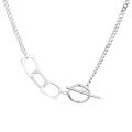 wholesale S925 Sterling Silver Korean Dongdaemun Square Geometric Link Trendy Unisex OT Chain Necklace-0-4