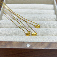 wholesale S925 Sterling Silver All-Over Red Elk Exquisite Acacia Bean Pendant, Luxury Minimalist Fashion Niche Necklace-BX0272-Gold 925 Silver