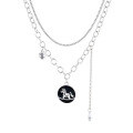 wholesale S925 Sterling Silver "Money Horse" Double Layer Chain Minimalist Pony Resin Retro Versatile Necklace-0-4