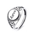 wholesale S925 Sterling Silver Distressed Harajuku-Style Hollow-Out Niche Design Round Floral Edge Love Open Ring-0-4