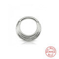 wholesale S925 Sterling Silver Ins Smooth Diamond Inlaid Line Circular Cartilage Nose Ring-0-6