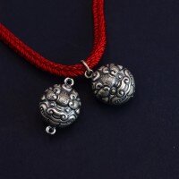 wholesale Metal retro style wealth-attracting Pi Xiu charm DIY phone strap pendant keychain bracelet accessory-Lion head [double circle]