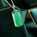 wholesale S925 Sterling Silver Natural Chalcedony Pendant, Plain Pi Pa An Style, Icy Green, Light Luxury, Versatile Chalcedony Necklace, Holiday Gift-0-2