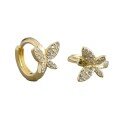 wholesale S925 Sterling Silver Micro-Inlaid Zircon Butterfly Hoop Ear Clasp, Small Fresh Pastoral Style Niche Design Earrings-0-4