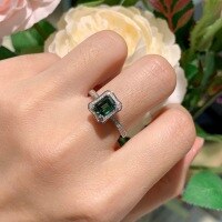wholesale 18k gold-plated silver 5*7mm emerald cut colored moissanite niche ins vintage ring for cross-border e-commerce AliExpress-1+0.25 carat>US size 5