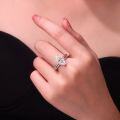 925 Silver 3ct Moissanite Oval Double Stacking Ring Light Luxury Jewelry-0-1