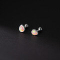 wholesale S925 Silver Korean Style Minimalist Threaded Teardrop Synthetic Opal Stud Earrings for Elegant Women M01942-0-4
