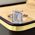 wholesale Metal material first, Zhuo Zhifan Jewelry's new 8*10 simulated emerald cut zircon ring with high carbon diamond princess square-0-1