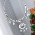 wholesale 999 Sterling Silver "Longevity and Peace" Pendant Necklace with Locket, Children's Choker, Hundred Blessings Safety Lock, First Birthday Gift-0-3