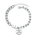 wholesale Metal material S925 sterling silver bracelet with horseshoe letters, hand-woven round tag, fashionable Korean style, minimalist and versatile women's accessory, trendy gift-0-4