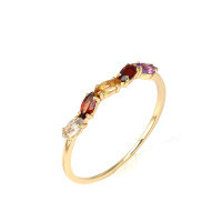 wholesale 925 Sterling Silver Gold-Plated Japanese Light Luxury Vintage Style Winter New Natural Colored Gemstone Ring for Women-Autumn and Winter Vintage Colored Gemstone Ring>Size 12