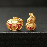 wholesale Metal material Vietnamese sand gold ancient method gold ingot gourd drop pendant DIY bracelet hand braided cord pendant-One ingot