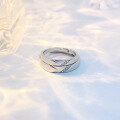 wholesale S925 Sterling Silver Love at First Sight Couple Rings for Men and Women, Ins Style, Niche, Light Luxury, High-End Feel Matching Band Rings-0-2