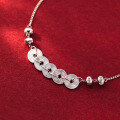 wholesale S925 Silver, Fresh and Sweet Ins Style Niche Exquisitely Designed Five Emperor Coin Cat Eye Bracelet S7606-0-3