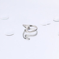 wholesale 925 Sterling Silver Hugging Hands Ring, Unique Design, Nicheins-K1112-White Gold Adjustable opening