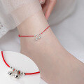 wholesale 925 Silver Light Bead Bell Anklet Korean Version Simple and Elegant Adjustable Fashion Ankle Jewelry S4910-0-0