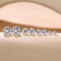 wholesale 925 Sterling Silver Moissanite Stud Earrings Simple Four-Prong Single Stone Earrings for Women Versatile Elegant Moissanite Earrings Hypoallergenic Ear Jewelry-0-2