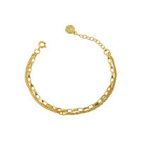 wholesale S925 Sterling Silver SL007 Korean Style Cabbage Flower Chain Ins Small and Edgy Design Trendy Double-Layer Starry Sky Chain Bracelet for Women-18K gold 925 silver