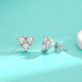 wholesale S925 Sterling Silver Moissanite Three-Stone Heart Stud Earrings Minimalist Niche Design Exquisite Fashion Versatile Earrings Cross-Border-0-1