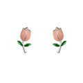 wholesale S925 Sterling Silver Drip Glaze Tulip Stud Earrings, Fresh Floral Earrings M02834-0-4