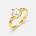 wholesale S925 Sterling Silver with Zirconia Micro-Set Japanese and Korean New Style Natural Freshwater Pearl Ring for Women, Light Luxury High-End Feel Wholesale-0-2
