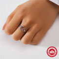 wholesale S925 Sterling Silver Japanese-style High-end Diamond-inlaid Ring with Korean-inspired Design Featuring Diamond Heart Petal Open Adjustable Index Finger-0-3