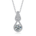 925 Sterling Silver 1ct Moissanite Classic Interlocking Pendant Necklace-0-3