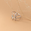 wholesale S925 Sterling Silver Polished Leaf Open Ring Korean Version Simple Elegant Leaf Summer Hand Accessory J9408-0-0