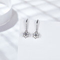 wholesale Sterling Silver Genuine D Color Moissanite Snowflake Ear Hooks with Six-Prong Diamond Setting, Ultra Sparkly Long Drop Earrings for Gift-0-1