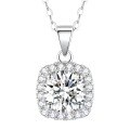 wholesale S925 Sterling Silver 5ct Moissanite Square Pendant Necklace, Amazon Cross-Border Hot Selling Luxury Fashion Jewelry for Wholesale-0-4