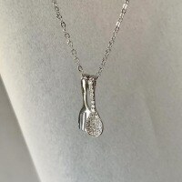 wholesale S925 Sterling Silver Spoon and Fork Necklace for Women, Korean Style Creative and Unique Small Design with Full Zircon Collarbone Chain Gift for Best Friends-Platinum 925 silver