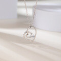 wholesale S925 Sterling Silver with Zircon Heart-Shaped Pendant, Minimalist Design Women's Choker Necklace-0-2
