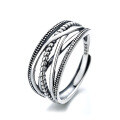 wholesale S925 Sterling Silver Korean Style Ins Minimalist Simple Line Twist Cross Wrapped Geometric Open Ring-0-4