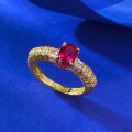 wholesale 925 Sterling Silver Commute Princess Cut Oval Ruby Egg Ring for Women, Fashionable and Versatile-0-2