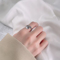 wholesale S925 Sterling Silver Geometric Letter Pendant Goodluck Charm Ring Ins Minimalist Index Finger Ring-0-3